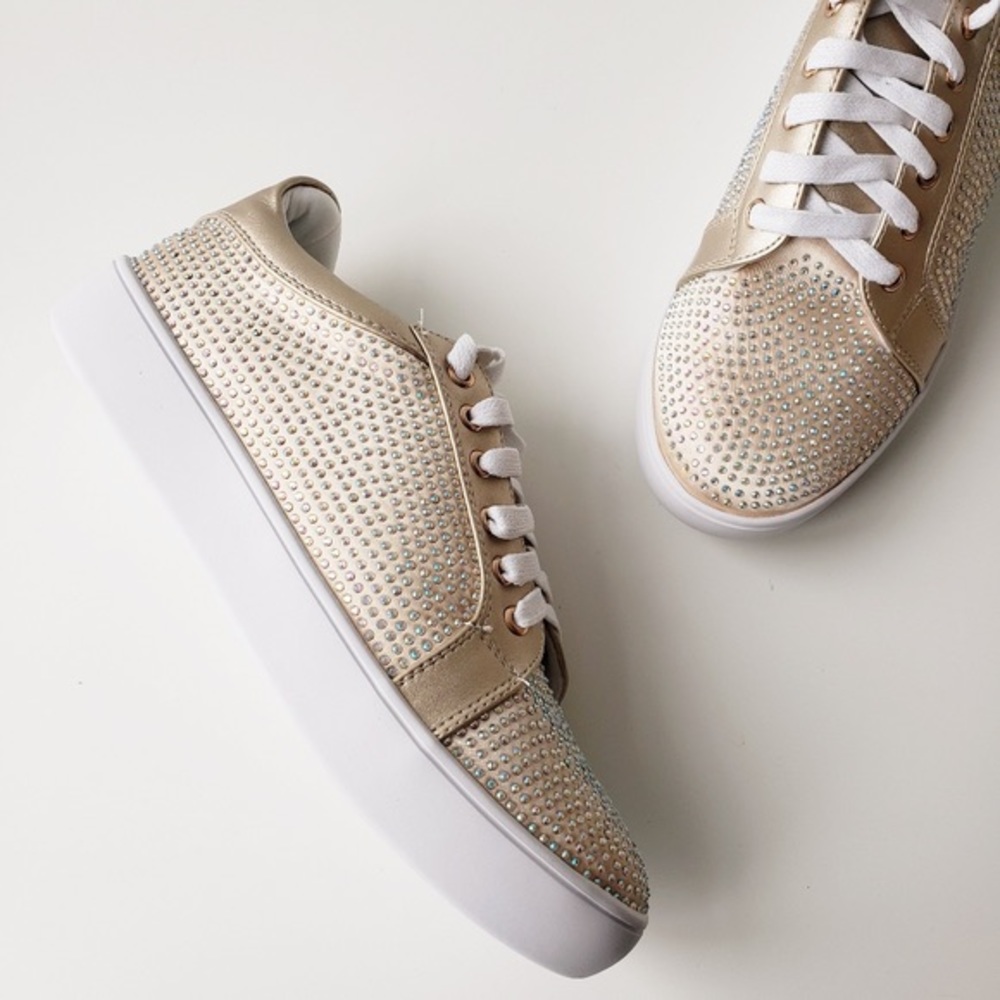 NEVER WORN crystal gold sneakers
